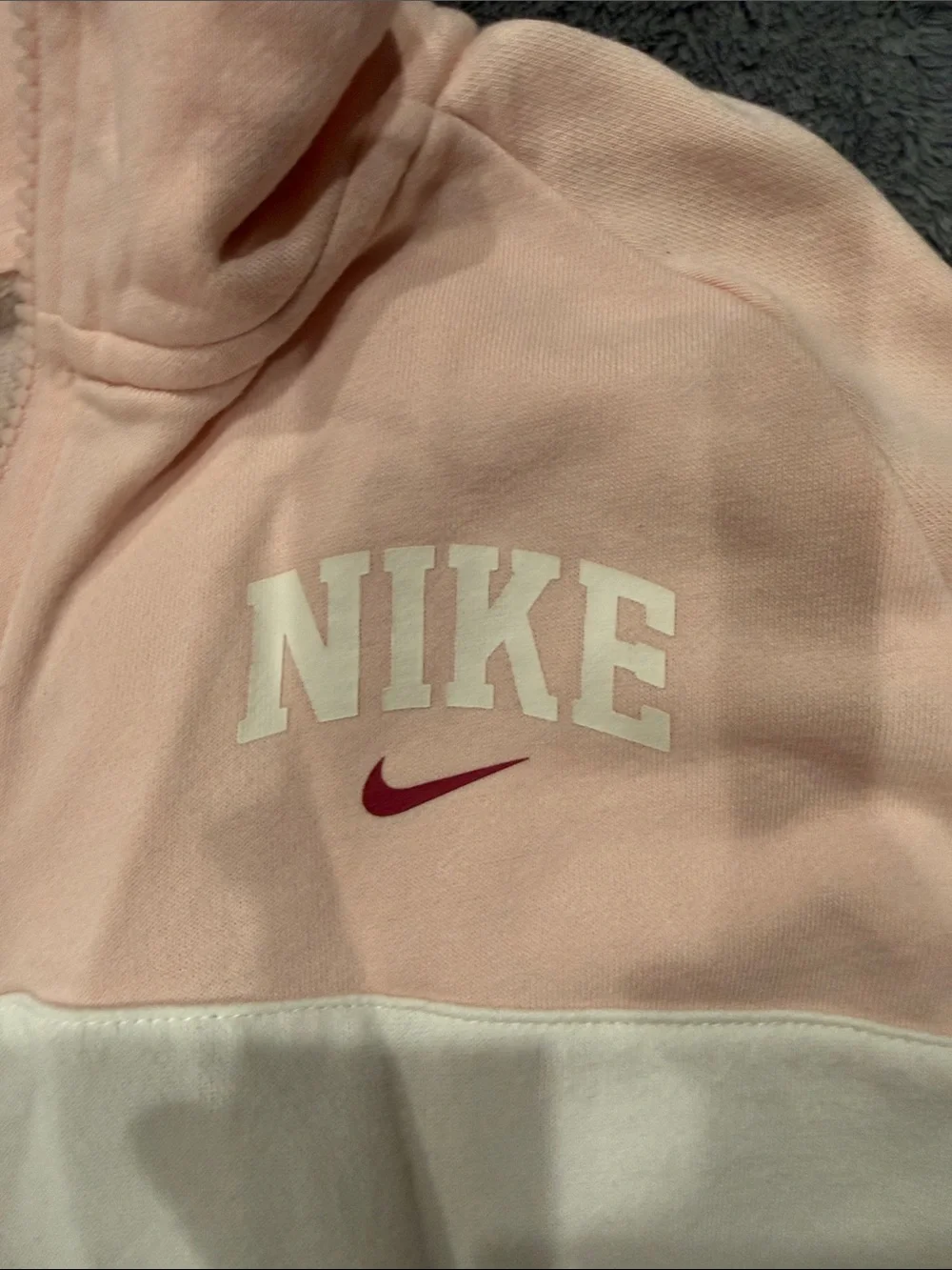Nike Pink and White Half-Zip Colorblock Pullover